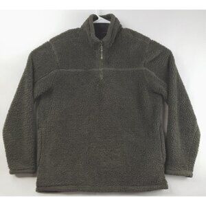 Alpine Sherpa Sweater Mens Large Olive Classic 1/4 Zip Pullover